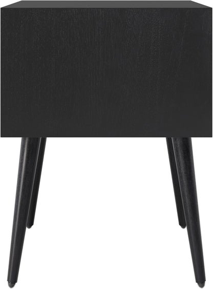 Christopher Knight Home Accent Bedside End Table, Acacia Wood Nightstand Side Table, Storage with 2 Drawers, Mid-Century Nightstand with Solid Wood Leg for Bedroom Dorm and Small Space, Black
