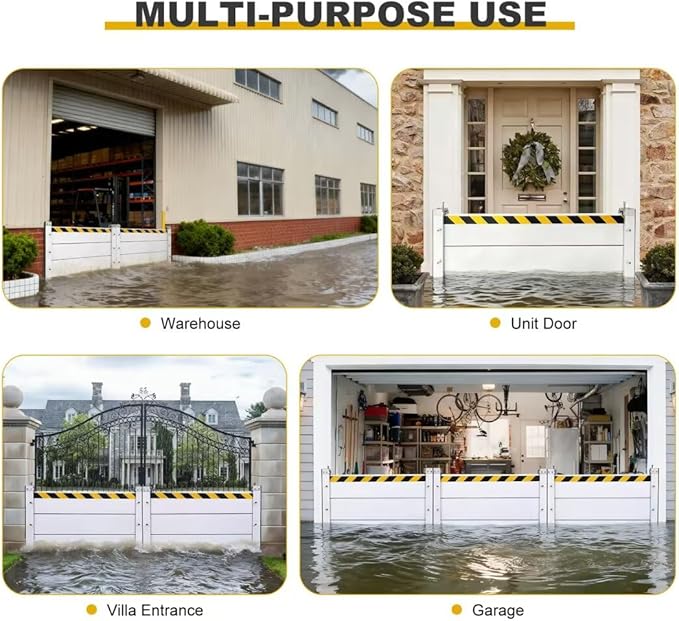 Flood Barriers for Home Exterior, Aluminum Thickened Reusable Detachable Water Barrier, Water Barriers for Flooding Protection Barrier,Home, Shop Door, Garage, Basement Entrance