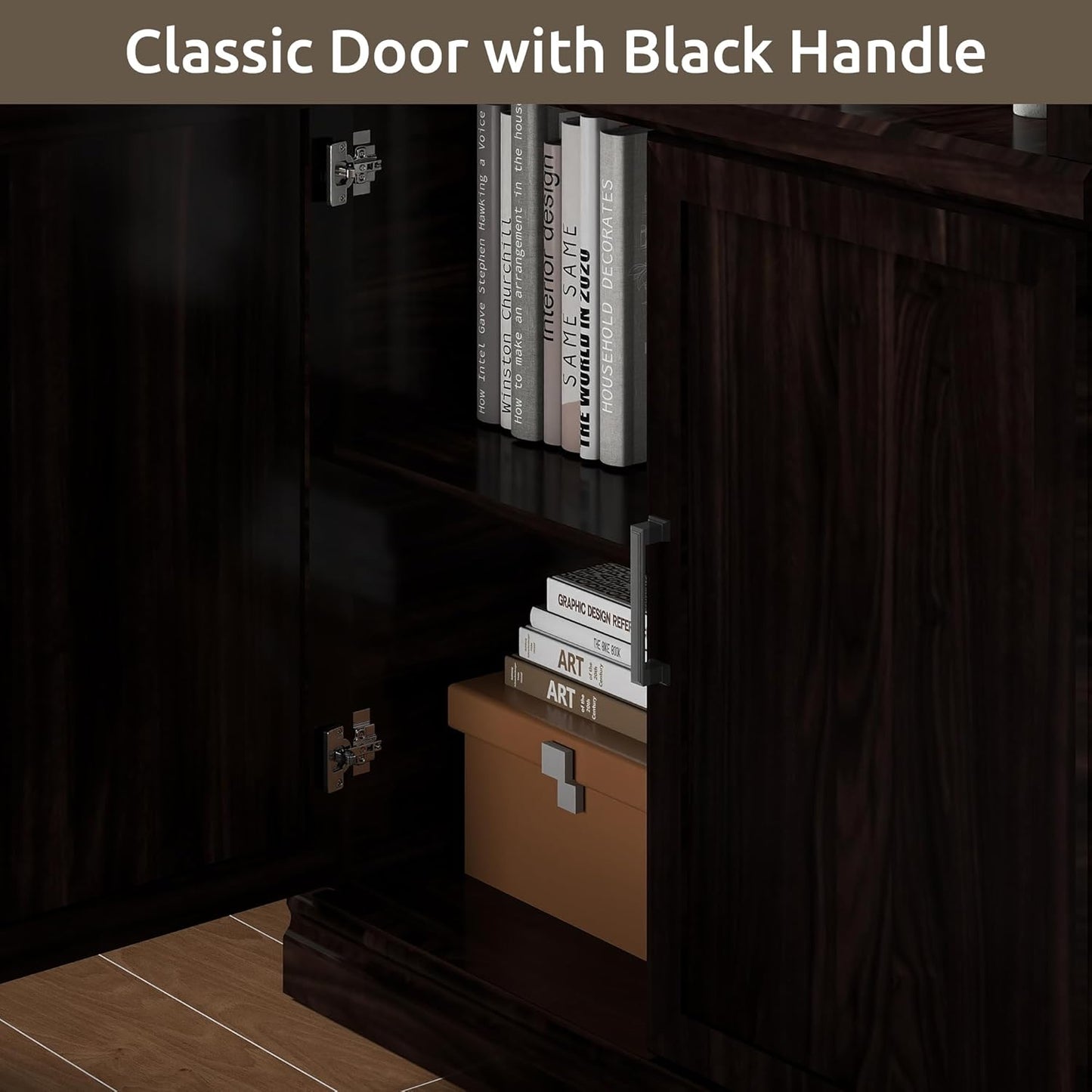 70 Inch Tall Bookcase with Doors, Library Office Bookshelf with Adjustable Shelves, Floor Standing Storage Cabinet for Bedroom Living Room Organizer with Anti Tipping Kit, Dark Cherry Finish