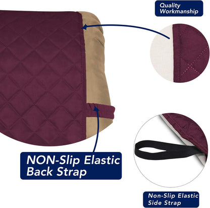 PureFit Reversible Quilted Recliner Sofa Cover, Water Resistant Slipcover Furniture Protector, Washable Couch Cover with Elastic Straps for Kids, Dogs, Pets (Small, Wine/Beige)