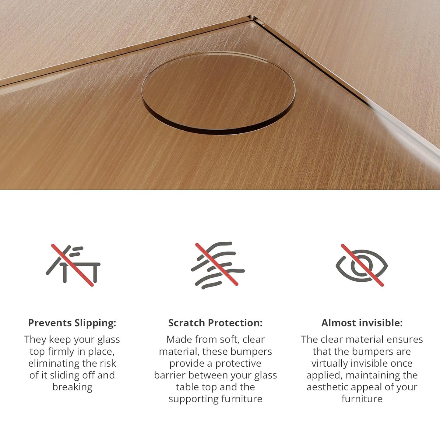 X-Protector Glass Table Top Bumpers - 20 PCS 1.2"- Self-Adhesive Glass Table Top Anti Slip Pads - Clear Rubber Glass Table Top Grippers - Glass Table Protector to Keep Glass Table Top from Sliding!