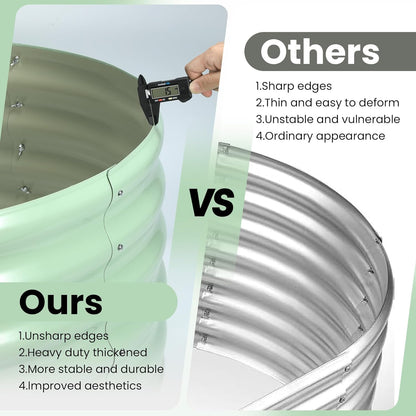 2 Pcs 6x3x1.5ft Oval Raised Garden Bed, Galvanized Raised Beds,Open-Ended Base Metal Raised Planter Beds,Garden Bed Outdoor,Planter Raised Boxes for Vegetables, Flowers,Tool-Free Asse,Green