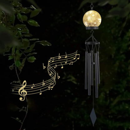 42 Inch Wind Chimes Outdoor Solar Lights, 15 Twinkle Warm White LED Large Sympathy Chime Crackled Glass Ball Birthday Gifts for Women Mom Grandma Decorative Hanging in Garden, Yard, Patio, Landscape