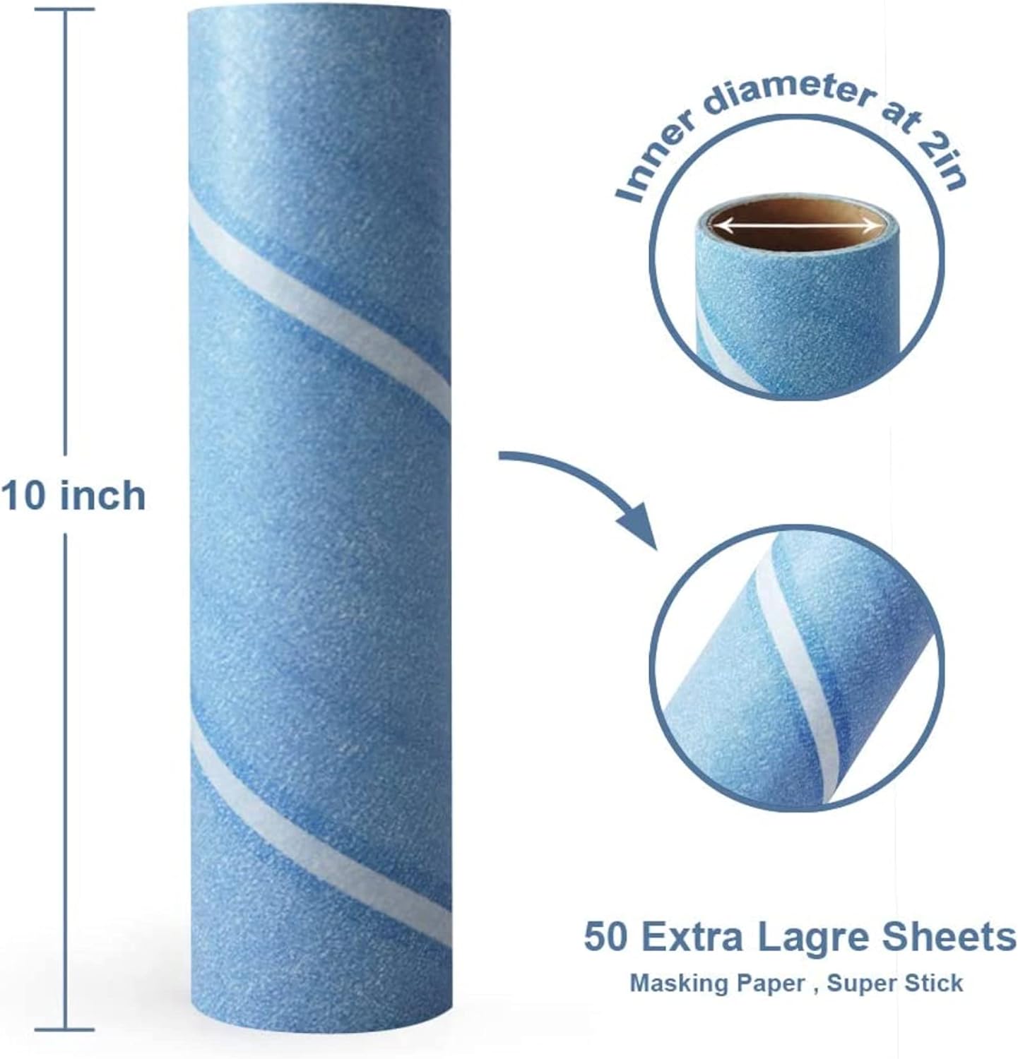 Leo 10-Inch Wide Lint Roller Refills, 3 Rolls with 50 Sheets Each (150 Sheets Total), Extra Sticky Pet Hair Remover for Carpet & Furniture