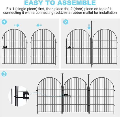 Garden Fencing 36 Inch High with Gate, 14 Panels Garden Fence Total 30.6 Ft(L),No Dig Animal Barrier, Rustproof Metal Wire Garden Fences and Borders for Dogs, Rabbits, Flower Bed Fencing