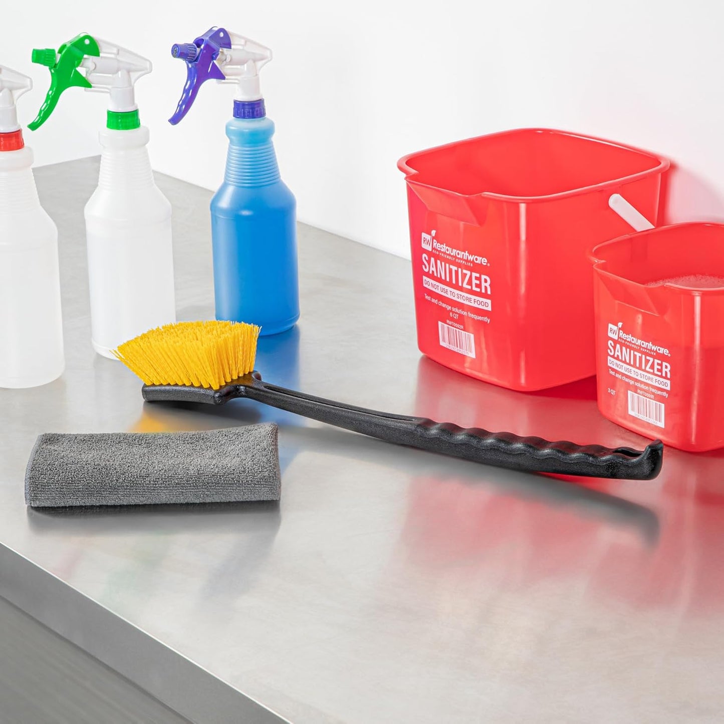 Restaurantware-Clean Tek Professional 20.47 Inch Utility Brush, 1 Heavy-Duty Scrub Brush - Plastic Bristles, Ergonomic Handle, Black Plastic Cleaning Scrub, Ideal for Indoor and Outdoor Cleaning