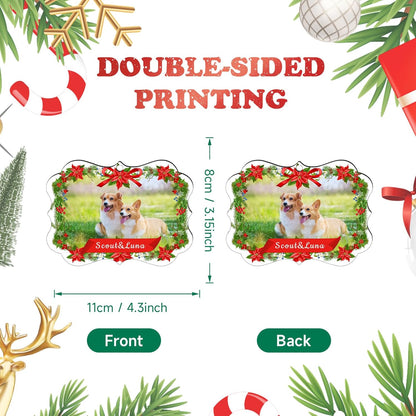 Personalized Photo Ornaments for Christmas Tree, Custom Cat Name Ornament, 2025 Puppy 1st Xmas Gifts, Holiday Decor Christmas Tree Decoration, Pet Lovers Dog Cat Gift