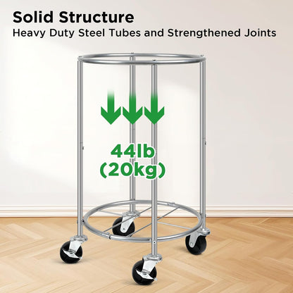 Laundry Hamper with Wheels, 100L Round Rolling Laundry Basket Sorter with Removable Bag, Clothes Cart Organizer with Steel Frame for Bedroom, Bathroom, Laundry Room, Beige