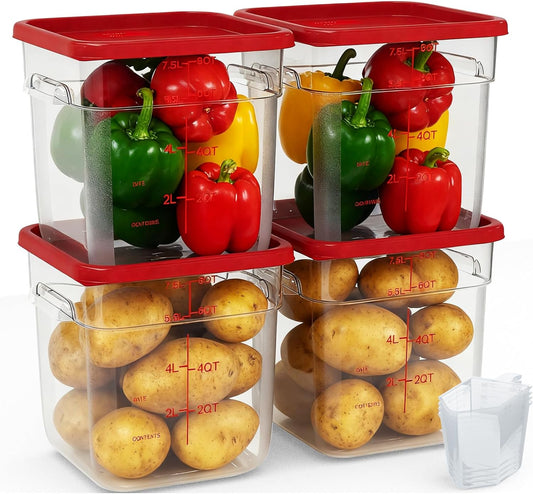 4 Pack 8 Quart Square Clear Food Storage Containers with Lids Cereal Containers Storage Airtight Food Storage Containers for Restaurant Kitchen Home