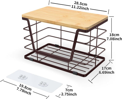 ALOCEO Extra Large Trash Bag Dispenser Under Sink, Stainless Steel Stackable Storage for Kitchen Pantry Organizers and Storage, Brown