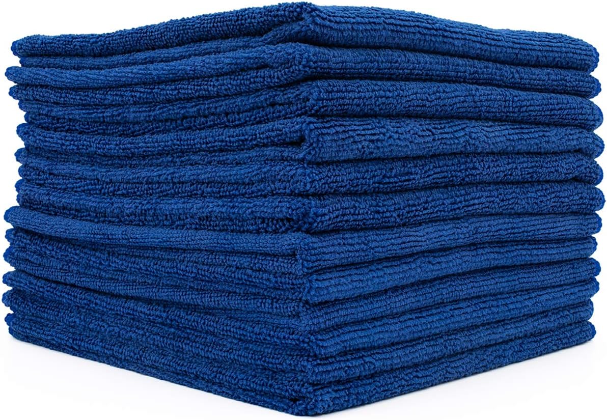 The Rag Company - All-Purpose Microfiber Terry Cleaning Towels - Commercial Grade, Highly Absorbent, Lint-Free, Streak-Free, Kitchens, Bathrooms, Offices, 300gsm, 14in x 14in, Royal Blue (12-Pack)