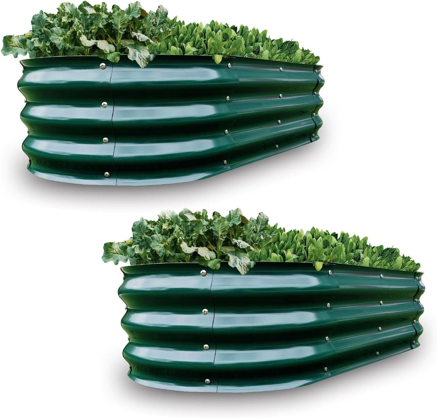 Gardmax 2 Pack Galvanized Raised Garden Bed, Lightweight Planter Boxes Outdoor with Easy Assembly, Large Garden Bed for Vegetables, Fruits, Flower Dark Green