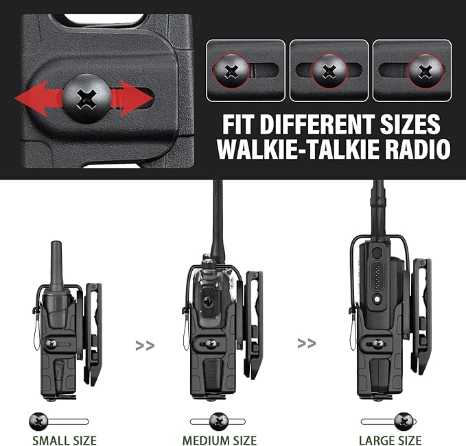 Universal Radio Holster with Belt Clip Compatible with Motorola APX6000 XTS5000 XTS2500, Kenwood TK-2000, Hytera PD700 PD782, Hard Shell Two-Way Radio Holder for 1.5–2'' Belts, Adjustable Fit