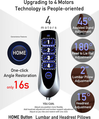 Oversized Lazy Boy Recliner Chair, 4 Motor Recliner with Power Headrest and Lumbar, Nursing Lift Chair with Vibrating Massage and Heated Seat