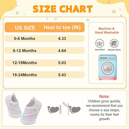 FEETCITY Baby First Walking Shoes Wide Baby Shoes Infant Sneakers Newborn Crib Shoe Barefoot Lightweight Slip On Shoe
