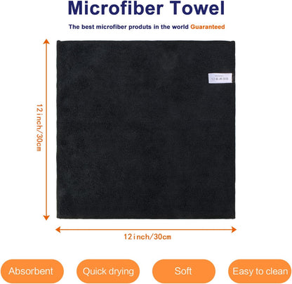 KinHwa Microfiber Dish Cloths for Washing Dishes Ultra Absorbent Dish Rags Fast Drying Kitchen Wash Clothes 12inch x 12inch 10 Pack Black