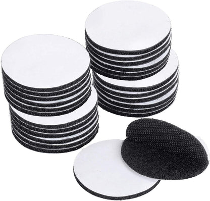 BRAVESHINE Double Sided Adhesive Tapes - 24PCS Sticky-Back Hook and Loop Tapes - Self-Adhesive Sticky Tape - Carpet Pad Mounting Tape for Wall Decorations or Tools Hanging - Round 2 inch