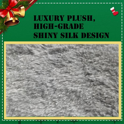 AOGU 48 Inch Faux Fur Christmas Tree Skirt Grey Shiny Plush Skirt for Merry Christmas Party Christmas Tree Decoration