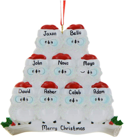 3D Owl Family of 9 Christmas Ornament 2025 Personalized Family Christmas Ornaments 2025 | White Holiday Keepsake Personalized Tree Ornaments Customizable Gifts Woodland Owls of Nine Ornament Holly