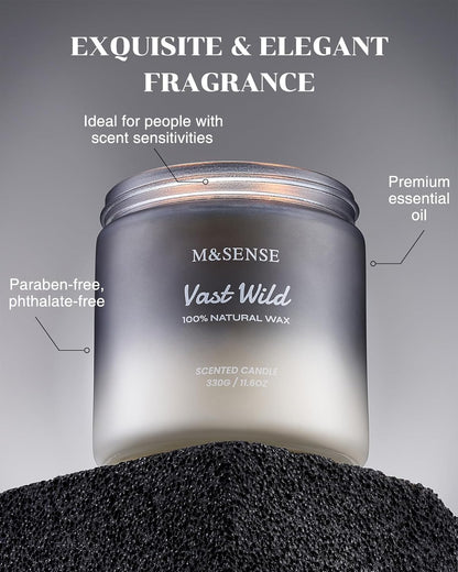 M&SENSE Sage Citrus Scented Candles for Men, 2 Wick 11.6oz Slow Burn 70 Hours Large Natural Soy Wax Clean Candle, Black Candle Luxury Manly Candles Home Fragrance Holiday Candle for Him