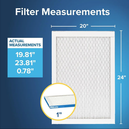 Filtrete 20x24x1 AC Furnace Air Filter, MERV 13, MPR 1900, Premium Allergen, Bacteria & Virus Filter, 3-Month Pleated 1-Inch Electrostatic Air Cleaning Filter, 6-Pack (Actual Size 19.81x23.81x0.78 in)