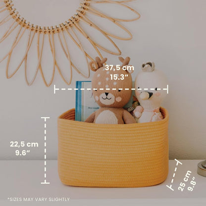 OrganiHaus Woven Storage Baskets for Organizing, Cotton Rope Organizer Bins for Shelves, Closet & Nursery, Dog Toy Basket, Decorative Bins for Toys, Towels & Books - 15x10x9, Orange
