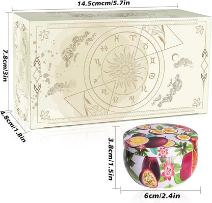 Set of 2 | 2.5-Ounce Scented Jar Candles - Fruit Style - Perfect for Home, Spa, Yoga Studio - Vibrant Colorful Iron Can Jars Candles(Passion Fruit & Apricot Fragrance)