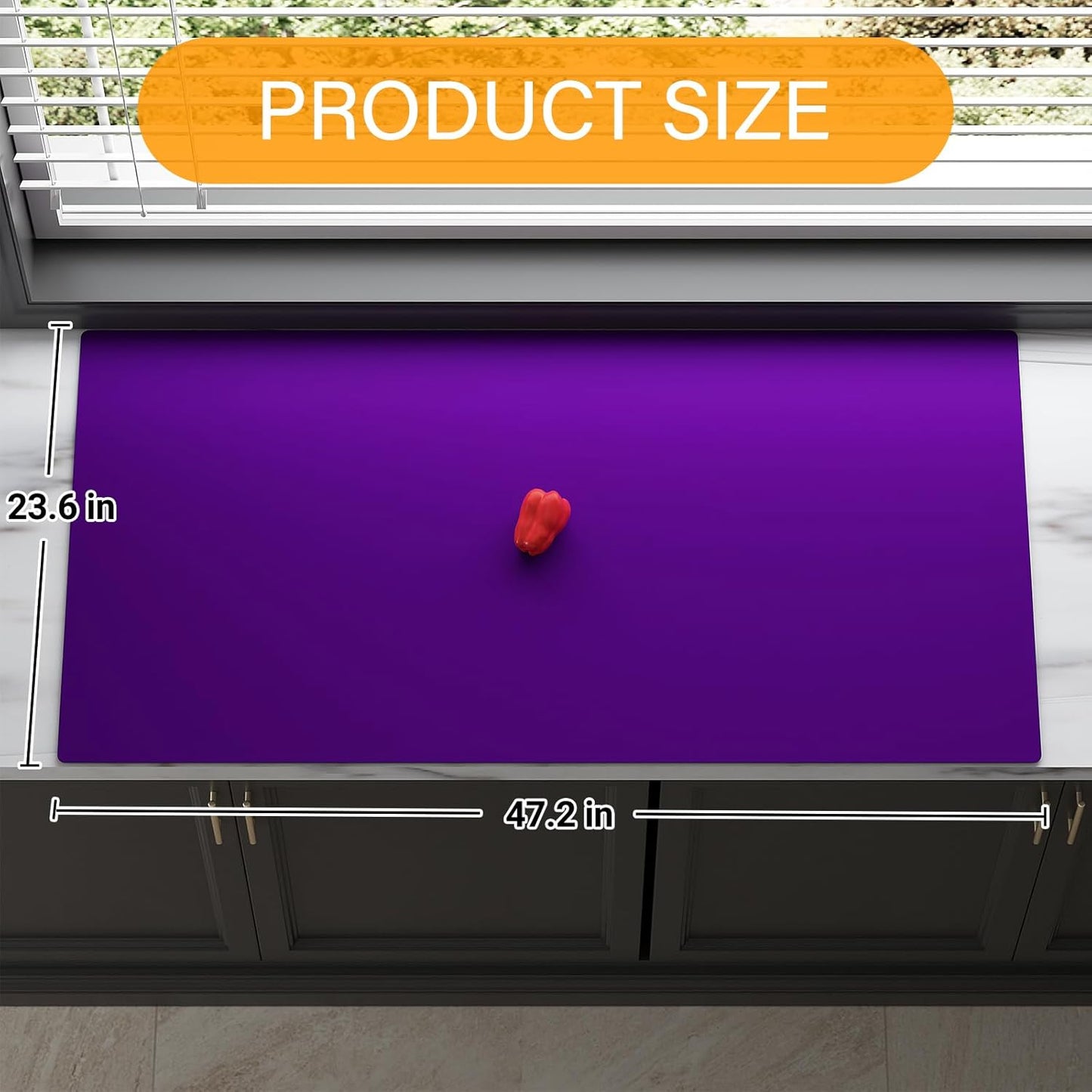 Quality Silicone Table Mat 47x24 Inch - High Heat Resistant (Lab Tested 482°F), Non-Slip Oil-Resistant Surface for Baking & DIY | Waterproof & Easy Clean (Purple)