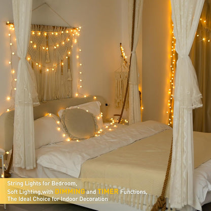 147ft Globe String Lights Indoor Outdoor Waterproof, 300 LED Christmas fairy Lights Plug in with Remote, Hanging Light for Classroom Bedroom Tent Camping Patio Wedding Party Garden Decor, Warm White