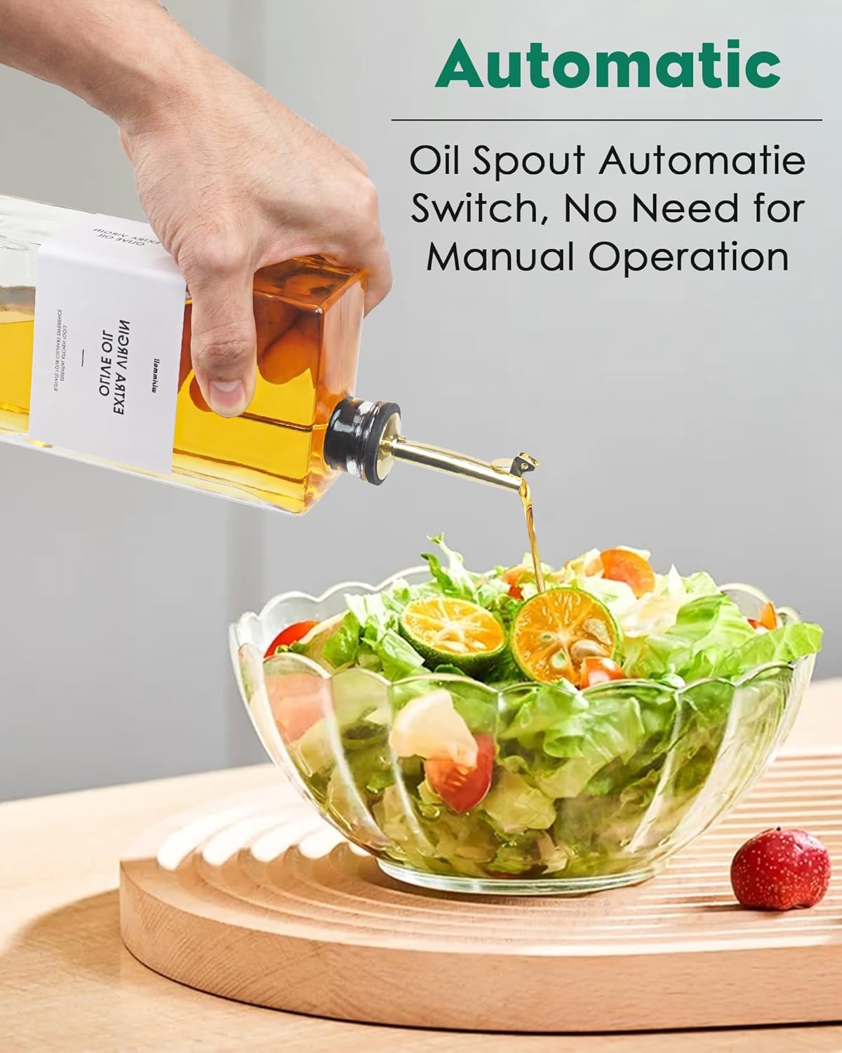 Olive Oil Dispenser For Kitchen, Glass Oil Bottle 500ML Oil And Vinegar Dispenser Set Of 2, Cooking Oil Dispenser With 2 Stainless Steel Pourers & 44 Labels, Soy Sauce Dispenser, Coffee Syrup Bottles