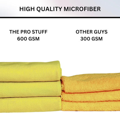 The Pro Stuff® Microfiber Towels for Cars, 600 GSM, Super Soft Drying Towels for Cars, Dual-Sided for Cleaning, Washing and Buffing, Tagless, Scratch-Free, Lint Free Cloth (16”x16”) | Pack of 3