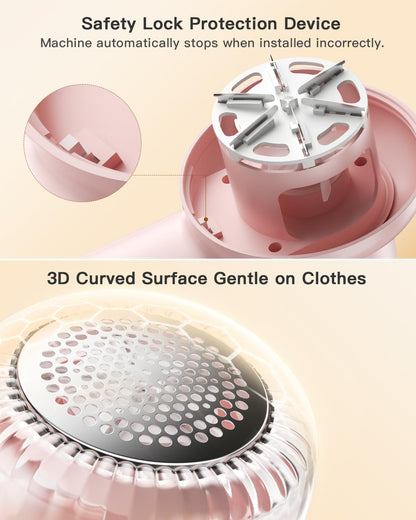 coldSky Rechargeable Fabric Shaver, Lint Shaver with Digital Display, Sweater Shaver with 6-Leaf Blades and Safety Lock, 3-Speeds Defuzzer Remove Fuzz, Pills from Clothes, Furniture, Sofa, Pink