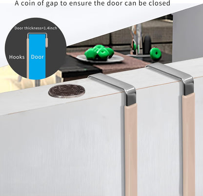 FYY Over The Door Hooks, 4 Pack Door Hangers Hooks with Rubber Prevent Scratches Heavy Duty Organizer Hooks for Living Room, Bathroom, Bedroom Hanging Clothes, Towels, Hats, Coats, Bags Nude