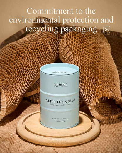 M&SENSE White Tea Sage Scented Candles Natural Non Toxic, Aromatherapy Candle for Stress Relief Meditation Relaxing, Housewarming Gifts for Women Men, 11.3oz 70 Hour Long Burning