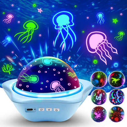 Jellyfish Baby Night Light Projector, Dinosaur+Jellyfish+Unicorn Night Light Projector, 96 Projection Options+USB Rechargeable Baby Sleeping Toys Baby Gifts,Jellyfish Lamp Baby Toys Baby Gifts Newborn