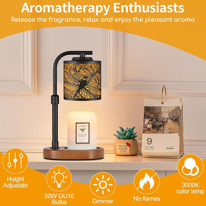 kobodon Candle Warmer Lamp with Timer, Electric Candle Lamp Warmer Birthday for Mom Women Home Bedroom Decor Wax Melt Warmer for Scented Wax with Jar Candles (Dragonfly)