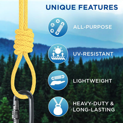 TECEUM Cotton Rope 3/16” (5 mm) – 100 FT – Strong All-Purpose Braided Rope – Natural Cotton – for Crafting, Сamping, Clothes Line, DIY, Indoor & Outdoor Use – Yellow