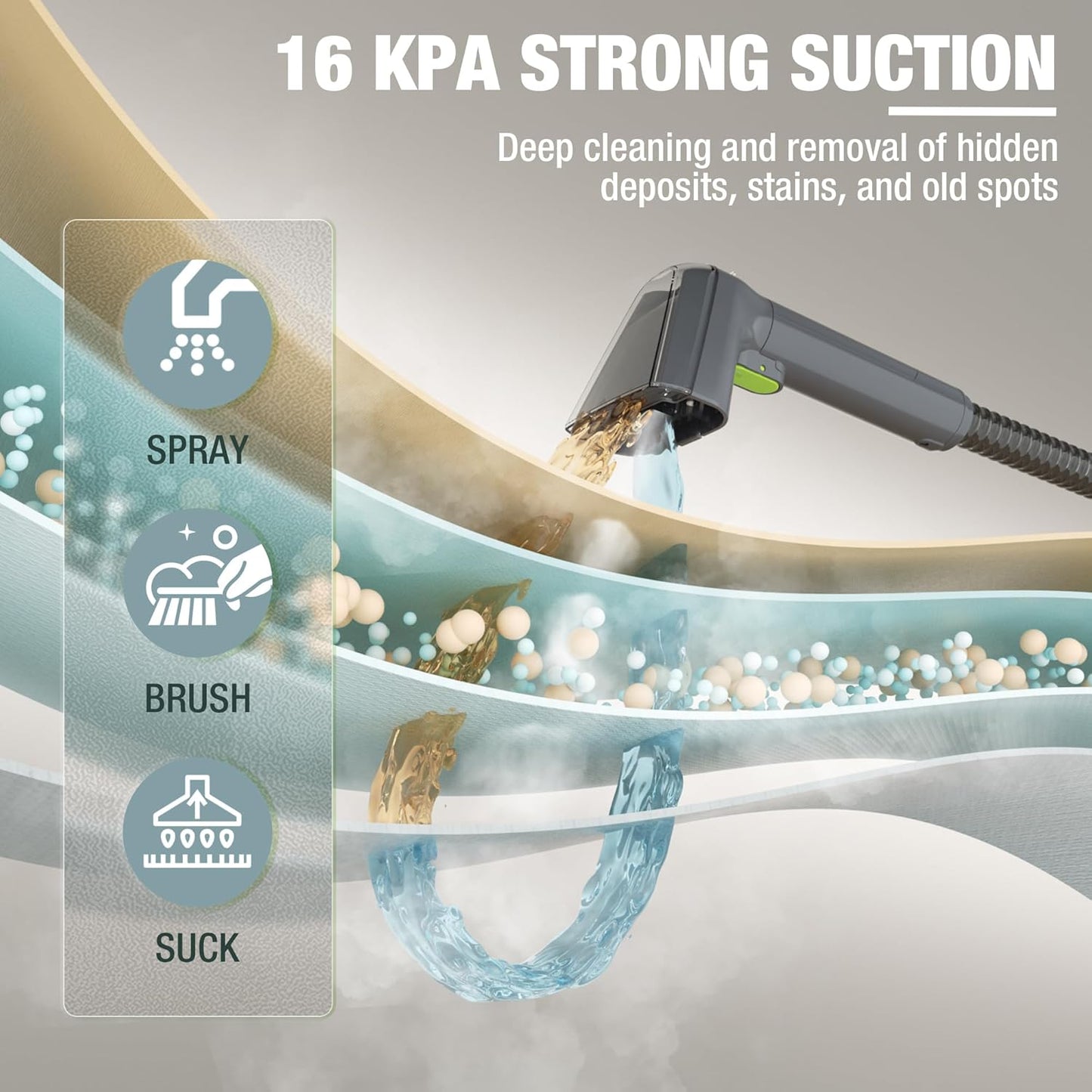 WORKPRO Steam Portable Carpet and Upholstery Cleaner, 16KPa Upholstery Cleaner Machine with Steam & Heating System, 4 Cleaning Modes & Versatile Tools, Spot Cleaner for Pet Stains, Couch, Car Seat