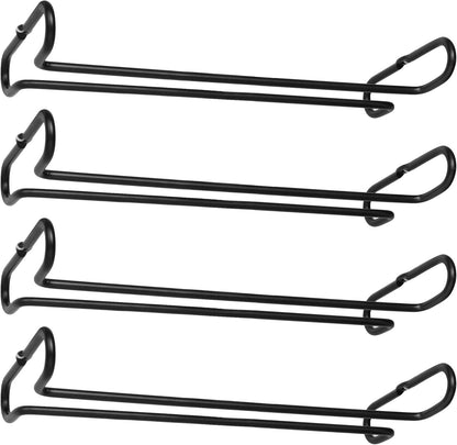 4 Pack Steamware Wine Glass Hanging Rack, Metal Stemware Holder Storage Wall Mount Under Cabinet Kitchen Bar Pub, Black