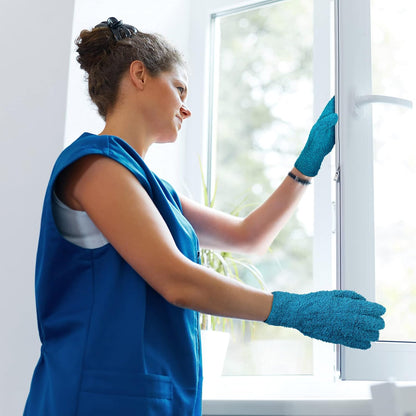 Patelai 3 Pairs Microfiber Plant Dusting Gloves Leaf Cleaning Gloves for Indoor Plants, Blinds, Furniture, House(Large,Purple, Blue, Rose Red)