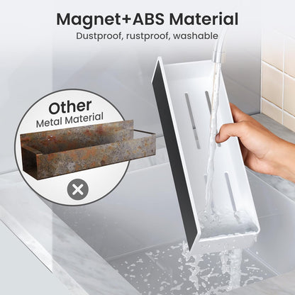 Magnetic Spice Rack for Refrigerator, Kitchen Organizer and Storage Shelf, White (4 Pack)…