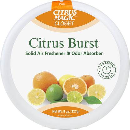 Citrus Magic For Closets Odor Absorbing Solid Air Freshener, Citrus Burst, 8-Ounce, Pack of 3