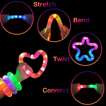 24 PCS Light Up Party Favors Supplies for Kids 4-8-12,Bulk Glow Sticks Bracelet Necklace Accessories for Toddlers,Birthday Return Gifts Treats Non Candy,Halloween Goodie Bag Stuffers for Boys Girls
