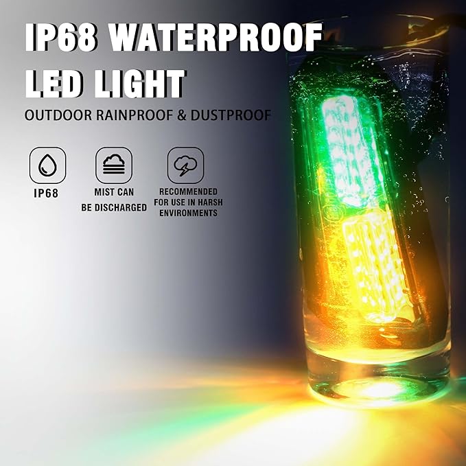 WINECO 8PCS LED Strobe Lights kit12V Sync Feature Green Amber 12LED Emergency Hazard Warning Lights with Strobe Controller for Trucks Vehicles ATV RV Cars Van