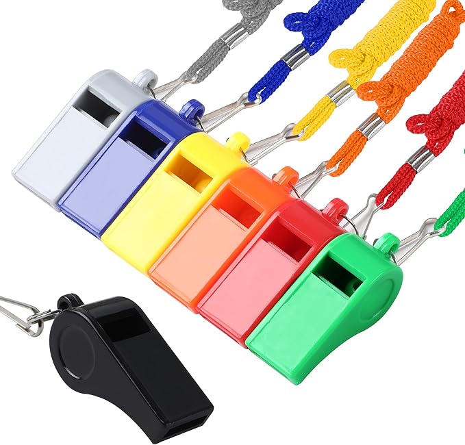 SANNIX 7 Pack Whistles, Coaches Whistles with Lanyard Sports Whistle Loud Crisp Sound Whistles for Referees Training Gyms Emergency