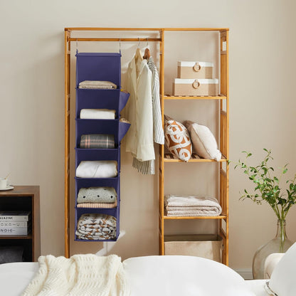 YOUDENOVA Hanging Closet Organizer, 6-Shelf Closet Hanging Storage Shelves, Purple