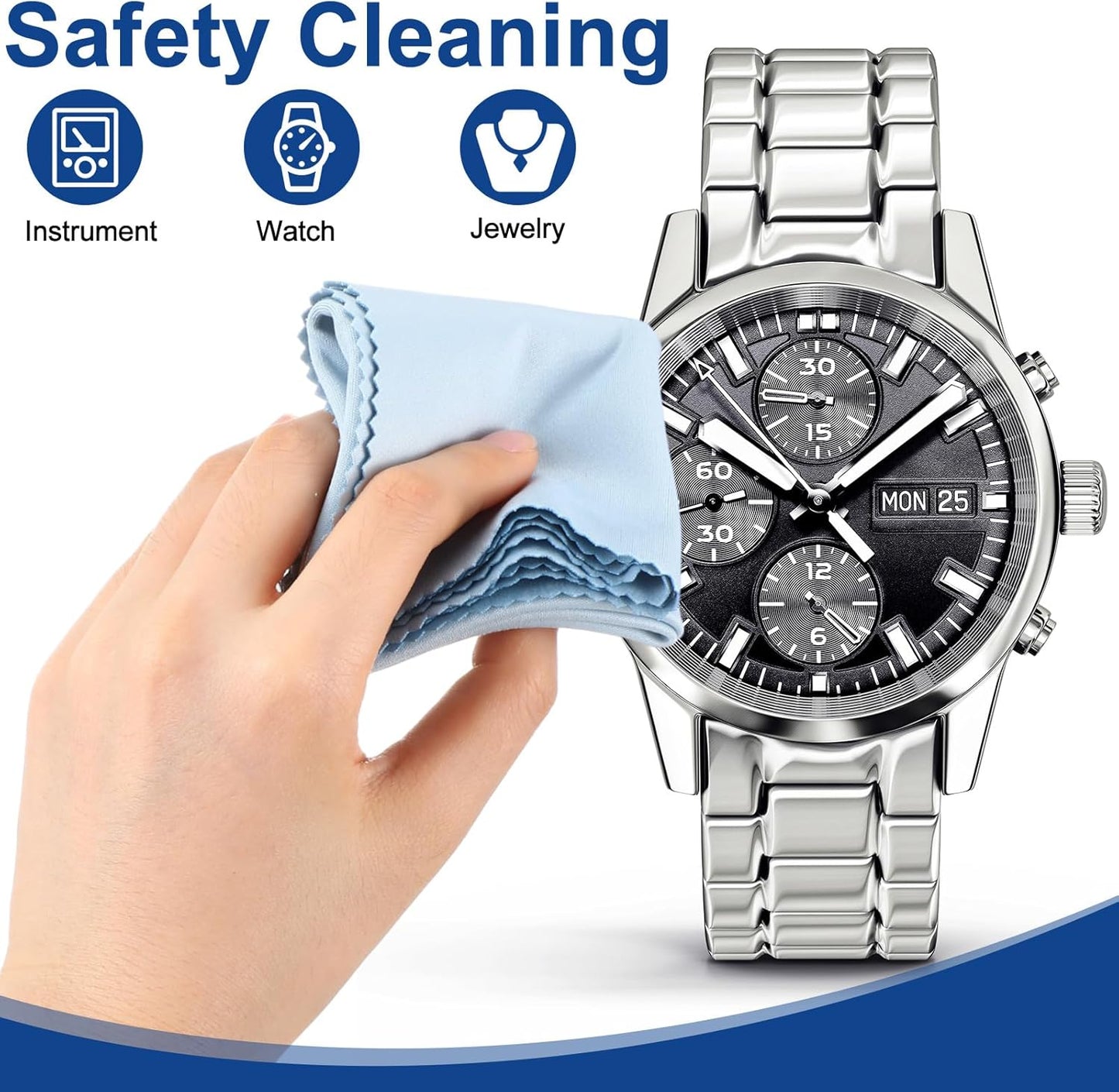 Frienda 12 Pack Large Microfiber Glass Cleaning Cloths 12 x 12 Inch Oversized Eyeglass Sunglasses Cleaning Cloths for Electronics Glasses Screens and Lenses(Blue)