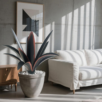 DIY Metal Agave Plant Art Yard Tequila Art Sculpture, Tequila Rustic Garden Sculpture Statue Outdoor Decor,Agave Metal Plants for Yard, Garden Lawn Ornaments (12 Leaves -Black)