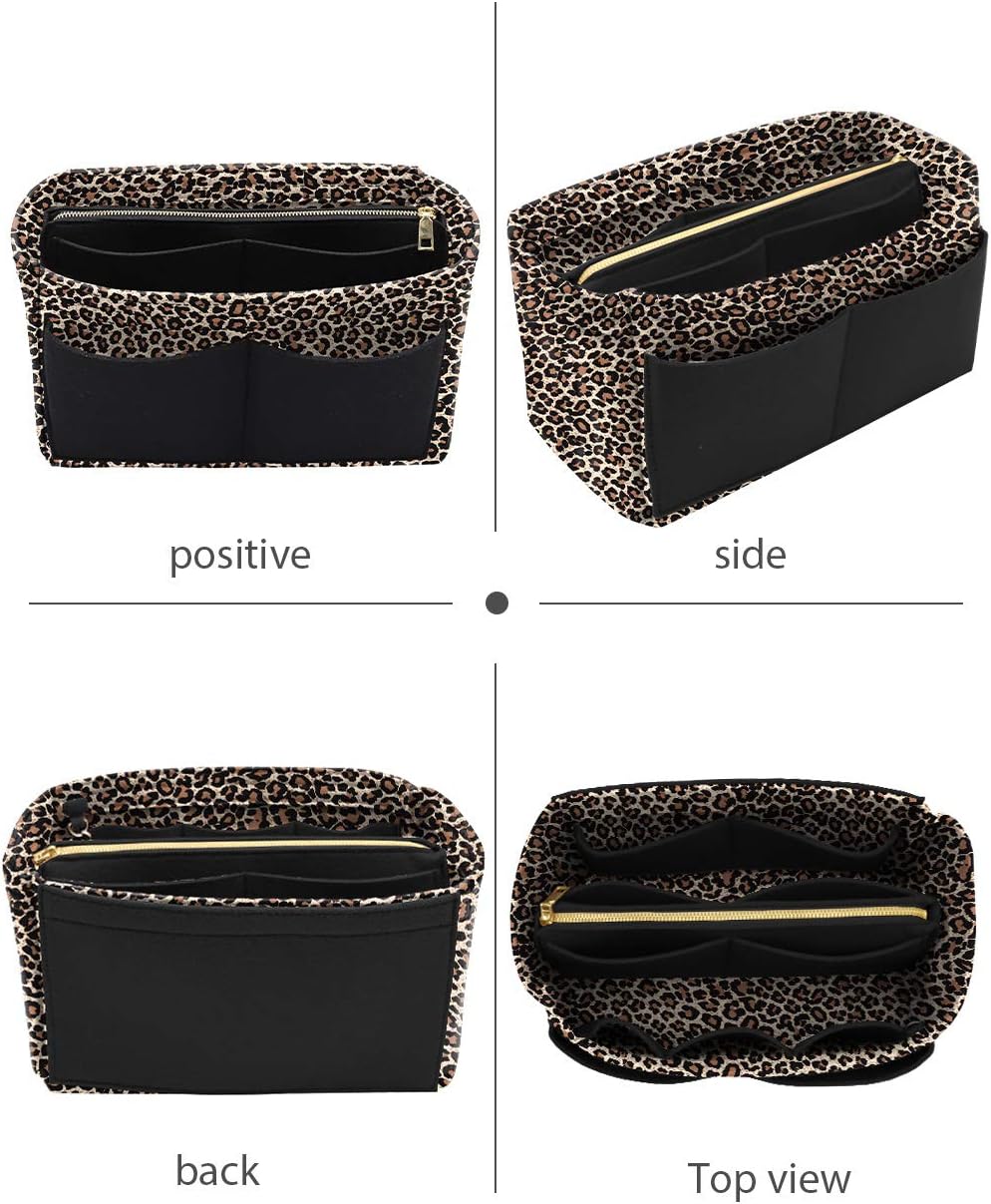 LEXSION Felt Purse Bag Organizer Insert with zipper Bag Tote Shaper Fit Speedy Neverful PM MM