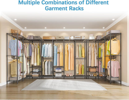 VIPEK V40 Wire Garment Rack Heavy Duty Clothes Rack for Hanging Clothes, Multi-Functional Bedroom Clothing Rack Freestanding Closet Wardrobe Rack, Max Load 1110lbs, Black